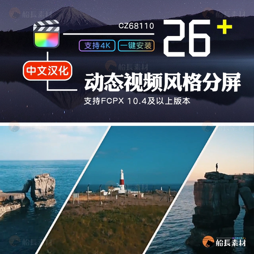 FCPX插件动态视频风格分屏多画面分割FinalCutPro效果模板支持M1
