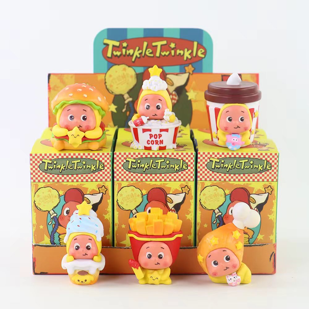 新款星星人潮玩盲盒美食系列盲盒摆件儿童玩具礼物汽车装饰手办