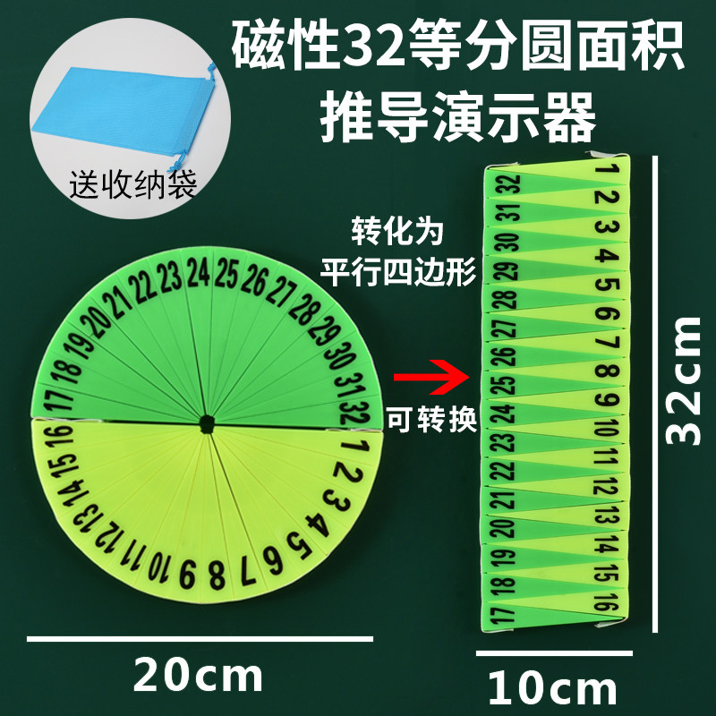 教诚小学数学六年级磁性32等分圆面积与16等分圆周长推导认识教具