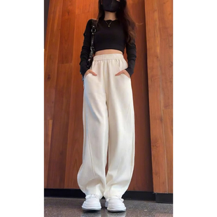 子女秋冬季 弯刀香蕉裤 加厚2026新款 休闲卫裤 爆款 加绒白色运动裤