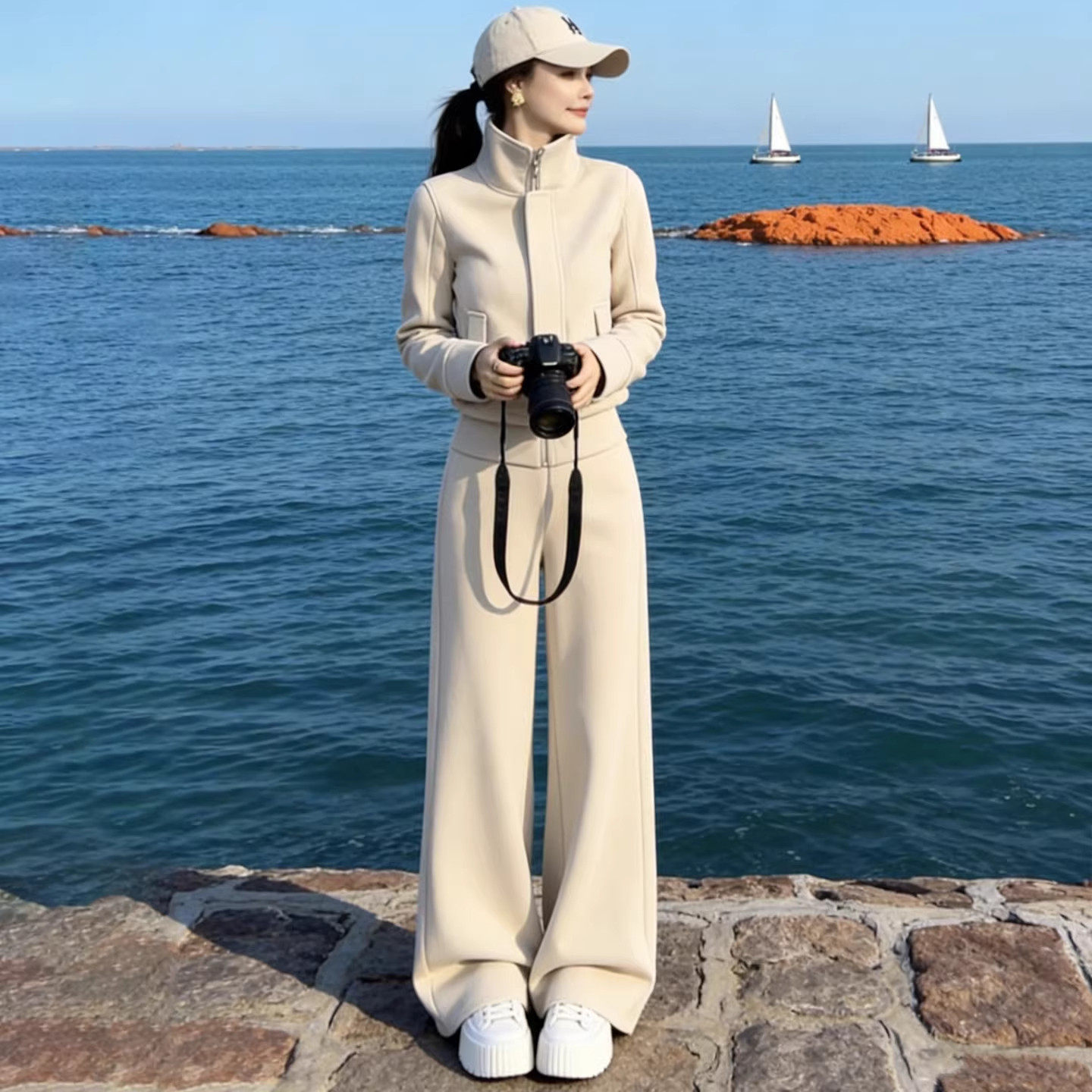 高级感加绒加厚秋冬穿搭整套休闲运动套装女立领开衫阔腿裤两件套,女装/女士精品,休闲运动套装,淘宝优惠券,粉丝福利购,淘宝优惠卷