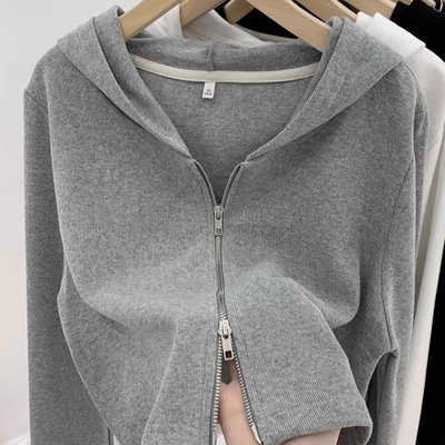 百搭双拉链连帽短款外套