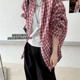 L9649 B媞宝 rean～极简韩风红格纹衬衫 背心两件套套装 早秋已爆
