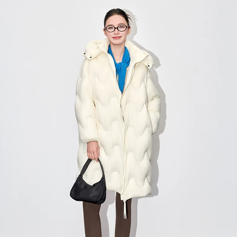 1988-1克安心品质95绒波浪纹长款云朵泡芙保暖羽绒服外套3308JNBY