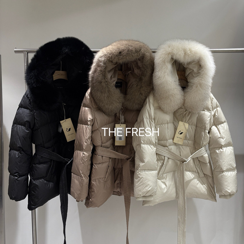 THE FRESH-暖羽绒服外套(配腰带可拆帽子可拆真狐狸毛毛领)25101