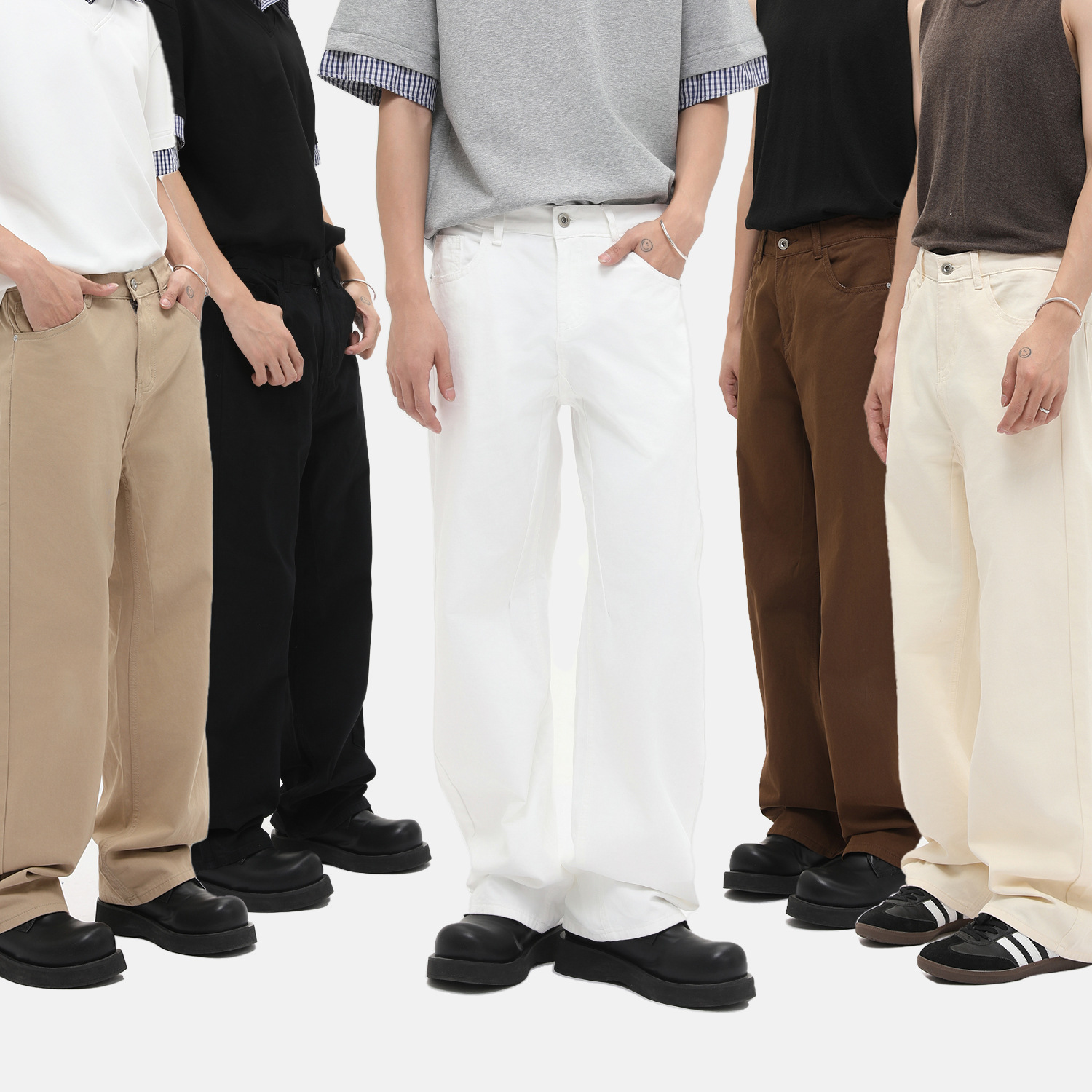 MTLCLOTHES男装|韩版纯色简约基础款休闲百搭纯棉宽松水洗牛仔裤