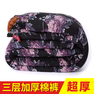 老太太御寒蓄热家居裤 宽松大码 女冬奶奶驼绒棉裤 老人三层加厚睡裤