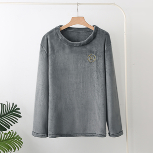 中年妇女珊瑚绒长袖上衣服4050岁妈妈保暖法兰绒睡衣阿姨秋冬女装