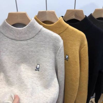 冬季男童一体绒毛衣儿童