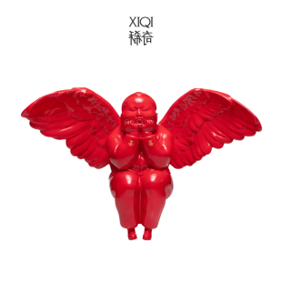 轻奢创意摆件限量收藏雕塑 龙 稀奇艺术桌面摆件 双喜天使