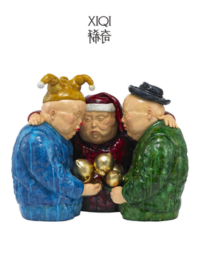 稀奇艺术风限量桃园三结义雕塑