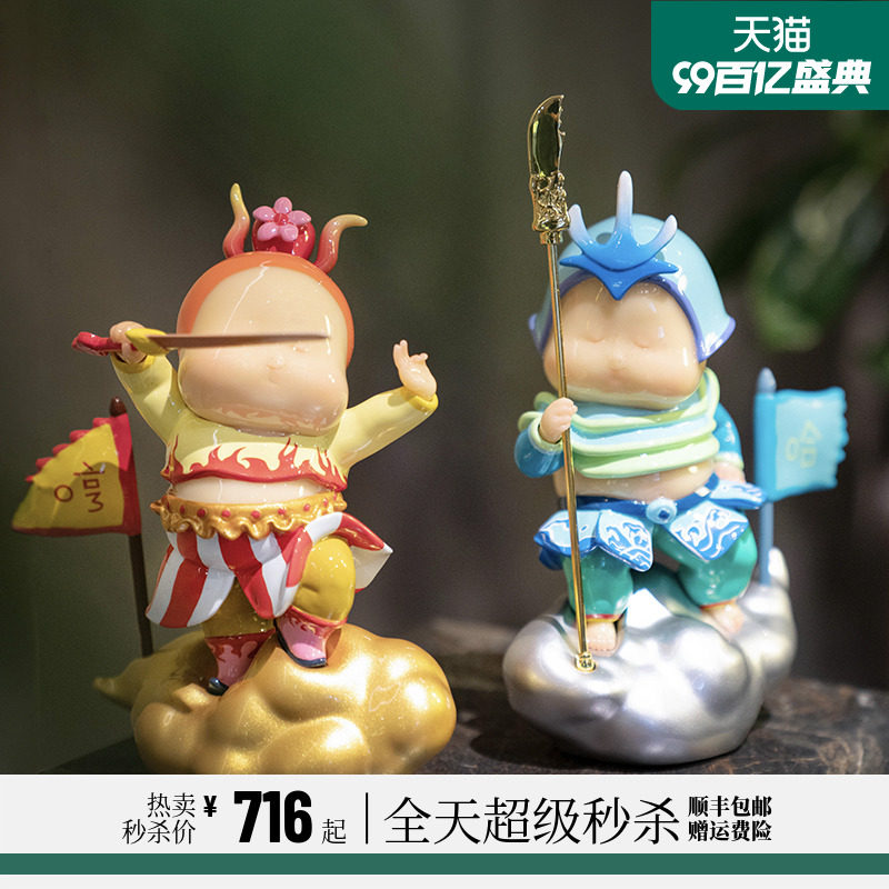 稀奇艺术《门神二将》家居玄关雕塑中国特色摆件乔迁礼物哼哈财神