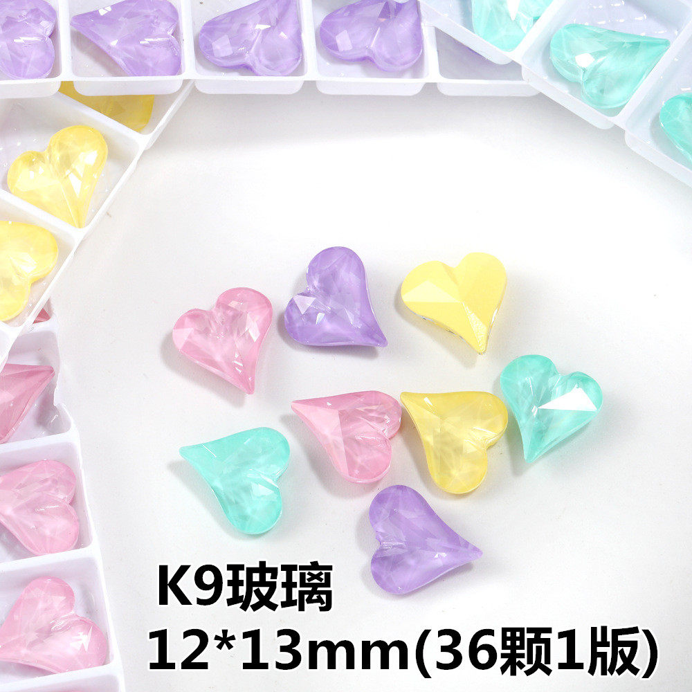 12*13mm歪桃心摩卡尖底钻K9玻璃水晶异形钻 diy美甲贴钻饰品材料