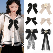 饰 饰衬衣毛衣小香风丝绒别针装 山茶花领结女法式 领花蝴蝶结胸针装