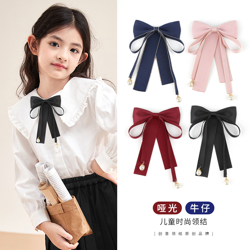 儿童蝴蝶结领男女宝红色证