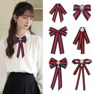 饰蝴蝶结领花百搭衣领配饰 领口装 2025款 英伦风红蓝条纹领结女衬衫