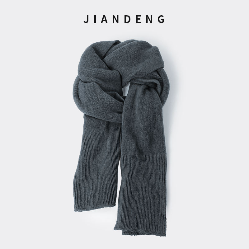 ins潮日系学生黑色毛线针织围巾