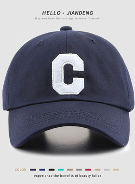 帽子男士春夏新款鸭舌帽女ins潮牌字母c秋季防晒棒球帽韩版显脸小