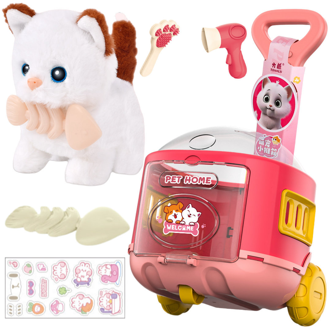 萌宠手推箱电动毛绒猫咪061C蹦蹦跳跳走路仿真动物儿童过家家玩具