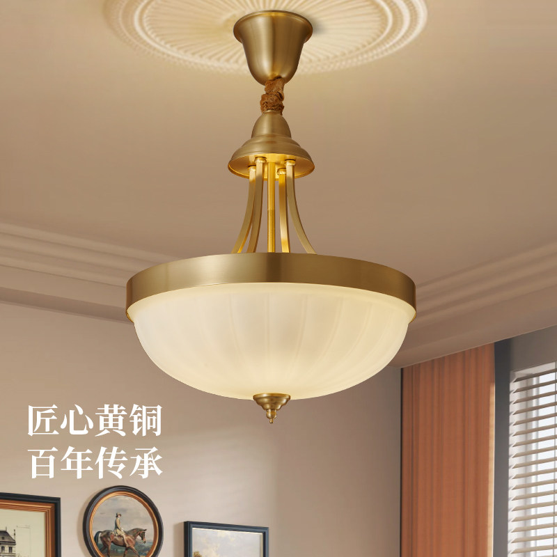 美式全铜餐厅灯吊灯复古简约走廊过道灯入户门厅玄关灯欧式吧台灯