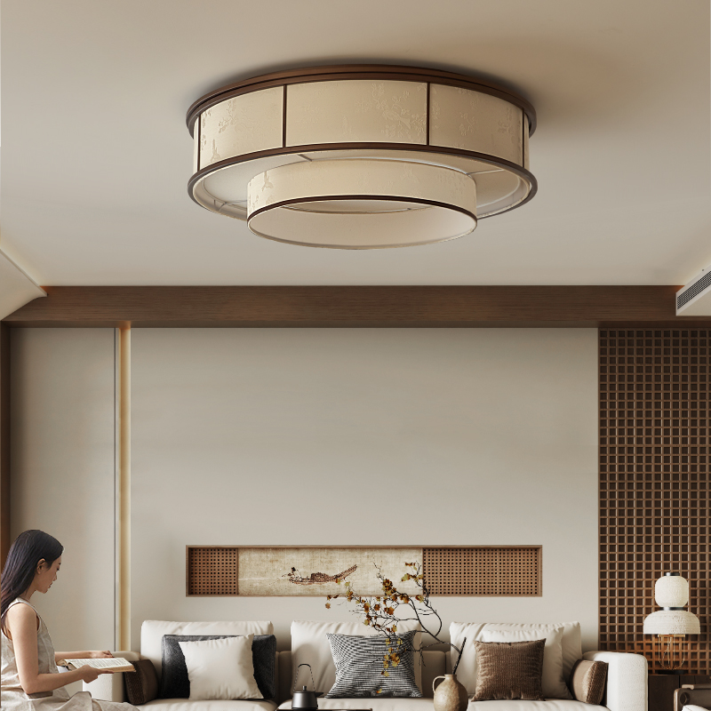 宋式美学客厅布艺吸顶灯茶室餐厅