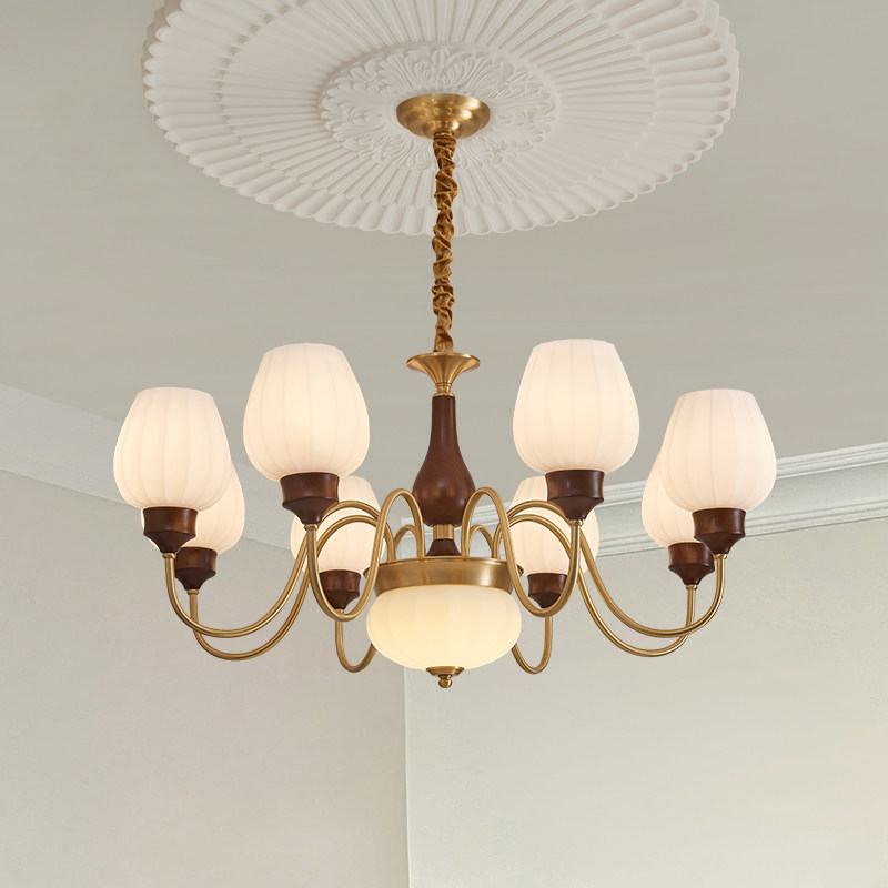 法式中古风全铜客厅灯吊灯美式复古实木LED木艺高级感2026新款灯,家装灯饰光源,客厅吊灯,淘宝优惠券,粉丝福利购,淘宝优惠卷