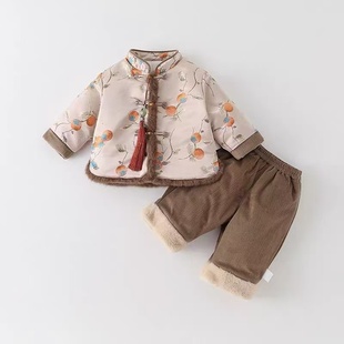 婴幼儿周岁礼服拜年服加绒夹棉冬装 2025新款 唐装 国风中式 男童唐装