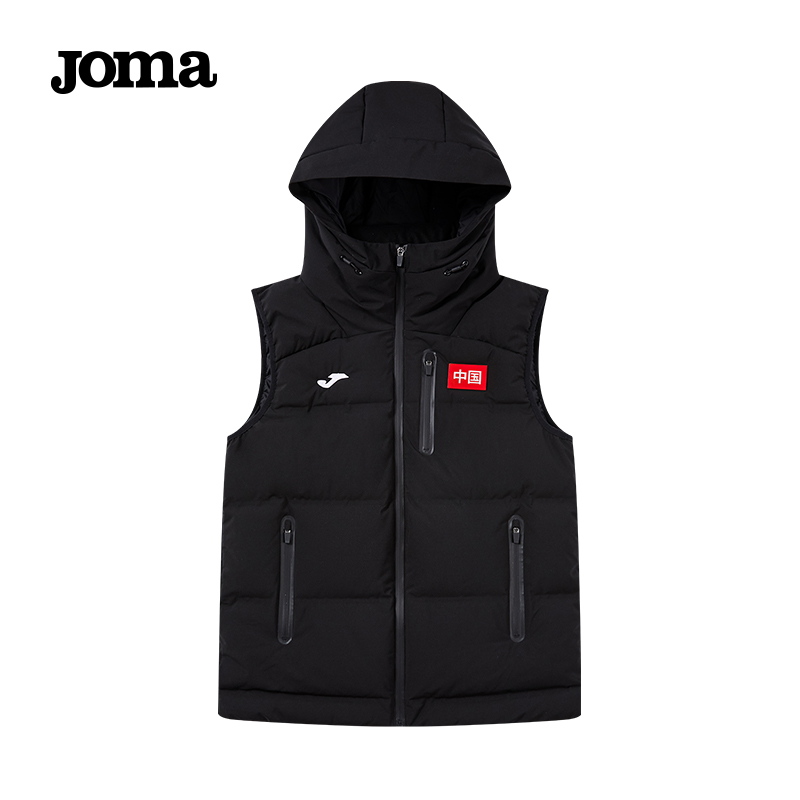 Joma羽绒马甲短款2022新款时尚加厚保暖连帽马夹背心外穿外套坎肩