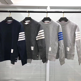 thombraden卫衣经典四条杠休闲圆领男女薄款针织色织套头外套