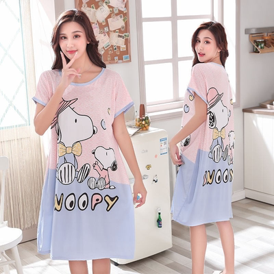 夏季百搭休闲短袖连衣裙子女