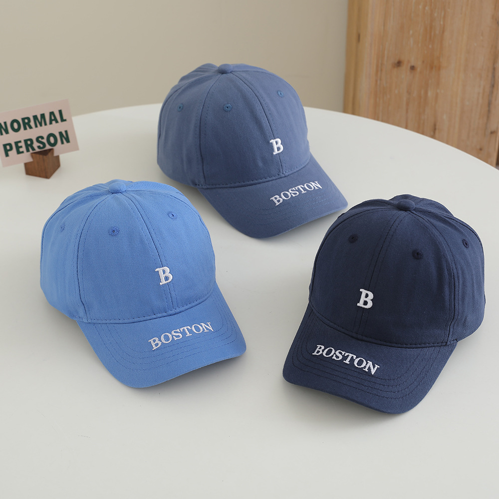 儿童帽子批发春秋BOSTON刺绣鸭舌帽韩版新款洋气字母B跨境棒球帽