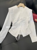 酒酒 小个子白色衬衫 法式 风情大翻领春季 女 温柔小香风设计时尚