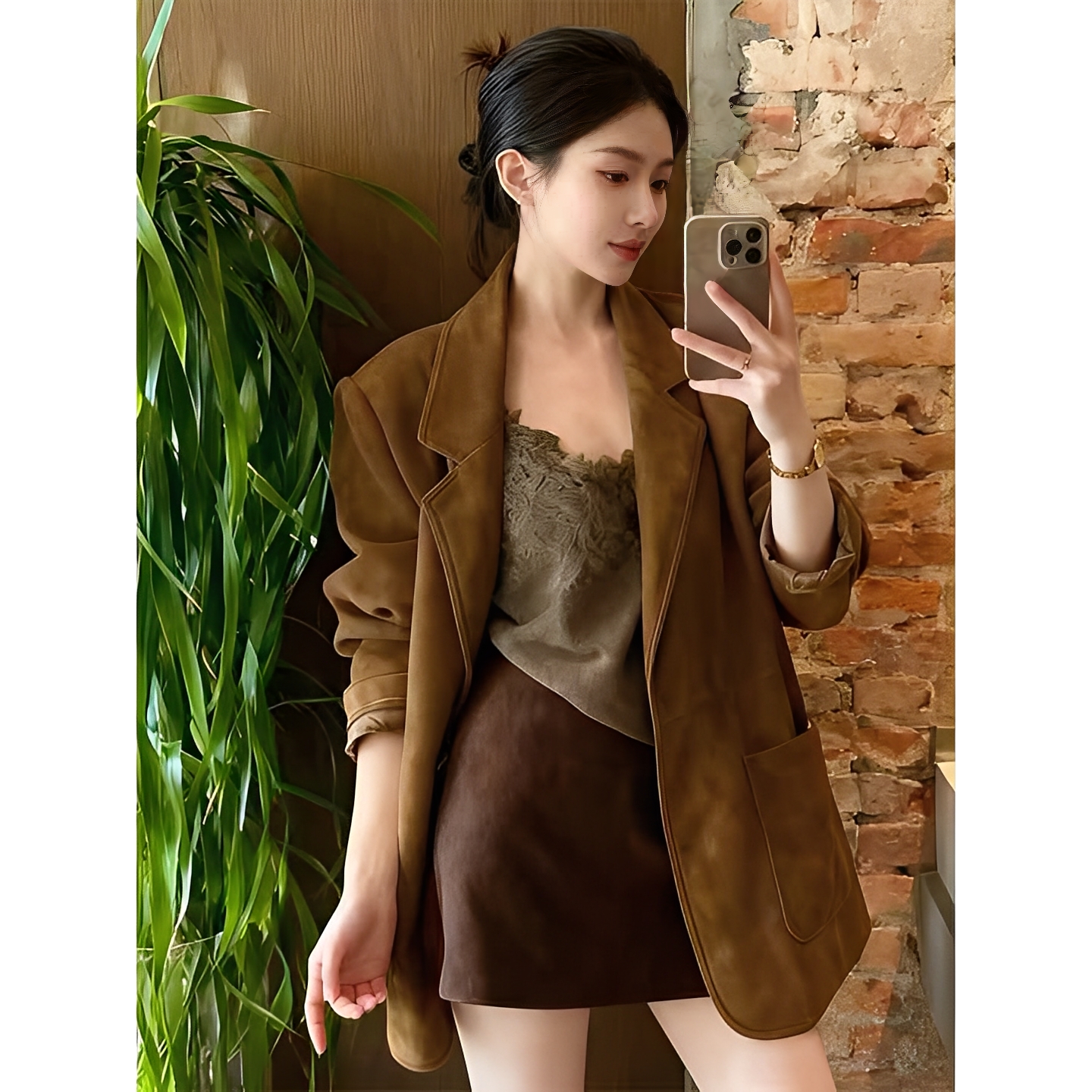 气质外套背心高腰半身裙三件套装