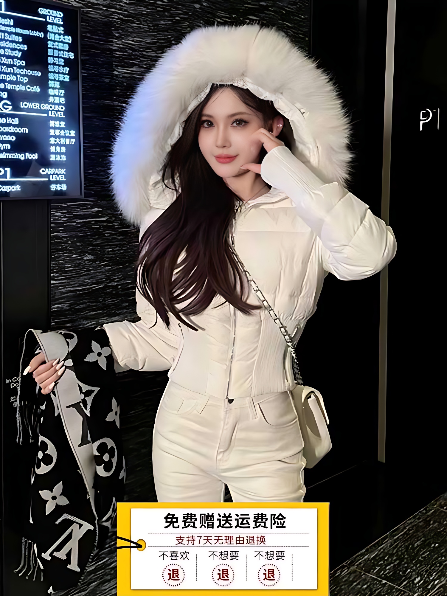 百搭气质优雅高腰保暖羽绒服外套