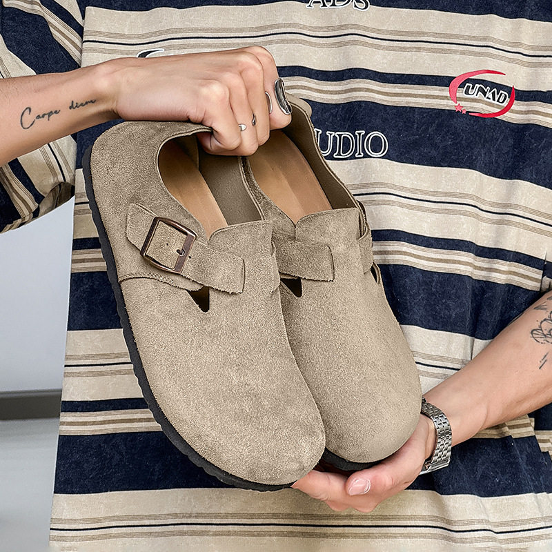 2026春秋款厚底全包勃肯鞋软木软底包头外穿男士懒人一脚蹬乐福鞋