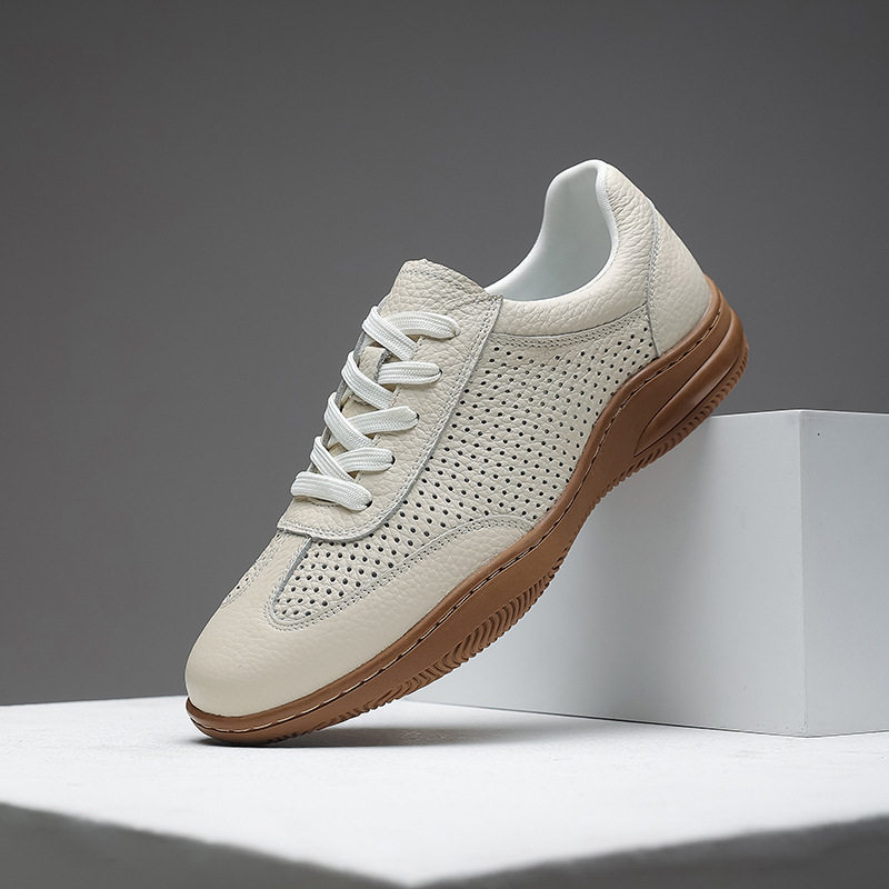 镂空头层牛皮鞋男鞋新款时尚休闲百搭软底软面牛筋底防滑耐磨透气