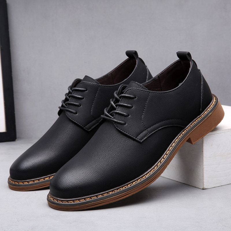 2025秋季新款透气正装皮鞋男软底耐磨牛筋底男鞋系带商务休闲皮鞋