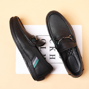 夏季新款头层牛皮男士豆豆鞋真皮休闲皮鞋欧货男款男鞋单鞋鞋子