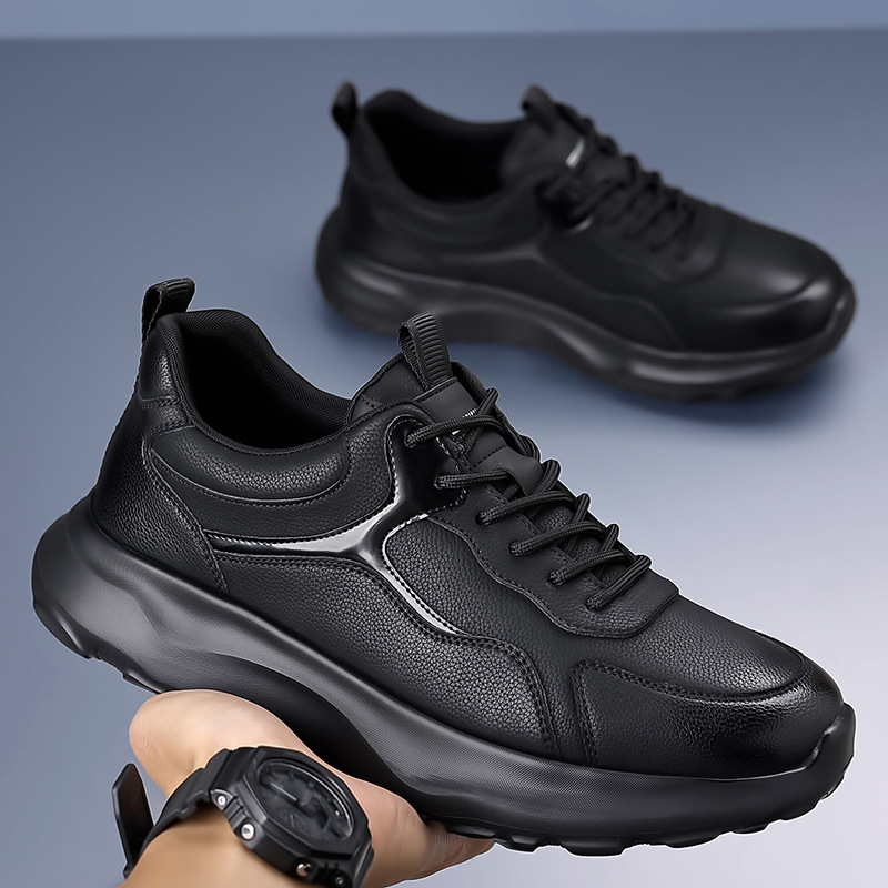 男鞋2025秋季新款运动休闲鞋潮流户外通勤时尚黑色上班鞋