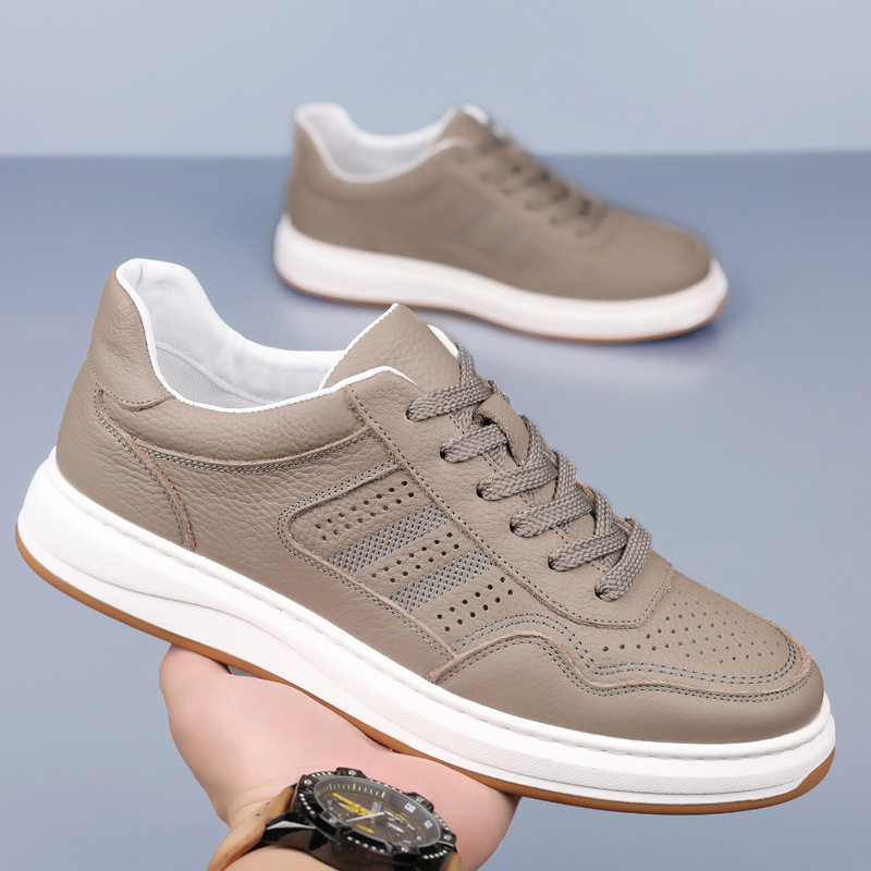 头层牛皮夏季新款男士凉鞋真皮男款休闲皮鞋镂空打孔透气男鞋鞋子