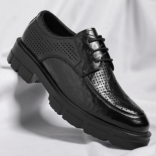 上班面试穿内增高皮鞋男厚底有洞眼商务正装皮鞋男士结婚新郎皮鞋