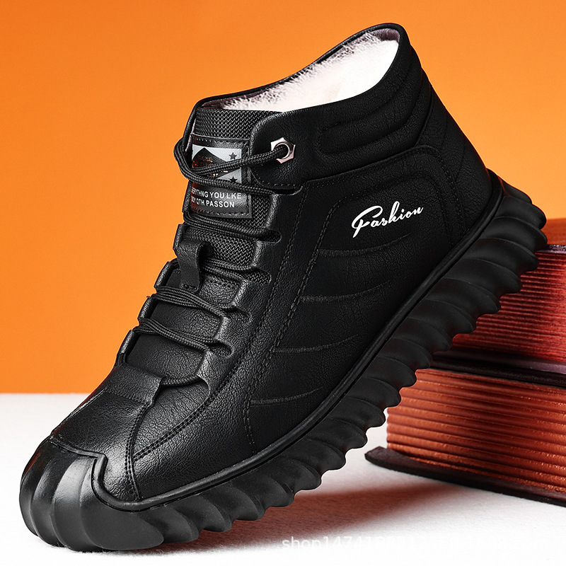 男鞋2025新款棉鞋冬季加绒保暖靴子男头层牛皮休闲男士有毛短靴子