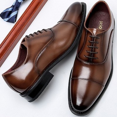 皮鞋男士头层牛皮商务男鞋真皮正装三接头男皮鞋内增高皮鞋英伦风