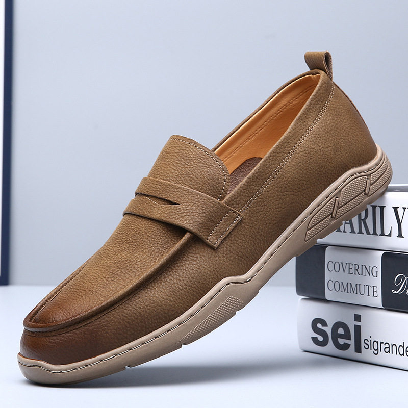 2026春季新款通勤豆豆鞋复古老钱风一脚蹬懒人透气休闲乐福鞋男潮