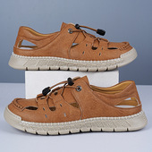 子手工上线休闲洞洞鞋 男士 子 时尚 罗马镂空包头沙滩鞋 凉鞋 2025新款