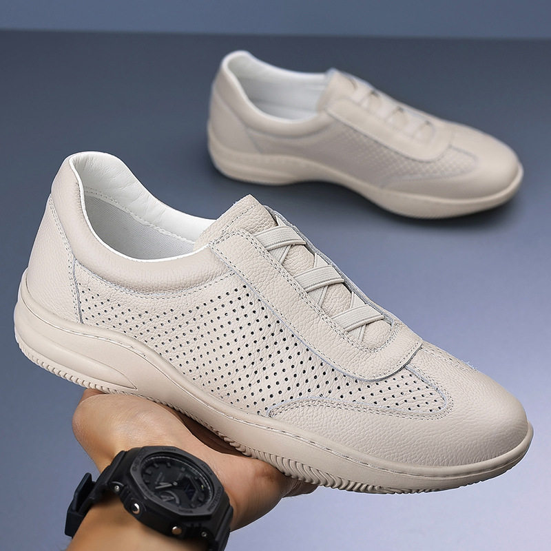 头层牛皮夏季新款男士运动凉鞋真皮镂空男款套脚透气休闲皮鞋男鞋