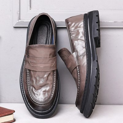 春季头层羊皮男士商务休闲大头皮鞋真皮正装英伦风男款鞋子单鞋软