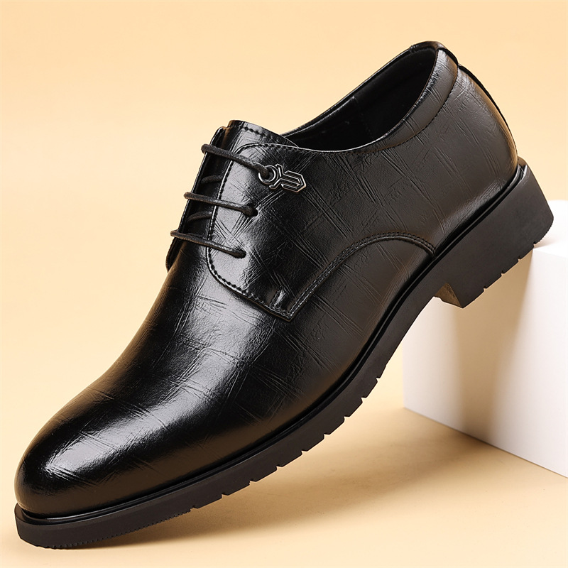 男士皮鞋商务正装四季休闲通勤工作办公上班鞋软底英伦新郎结婚鞋