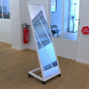 斜面全身试衣镜试鞋镜烤漆铁艺移动卖场家用大厅仪容仪表镜