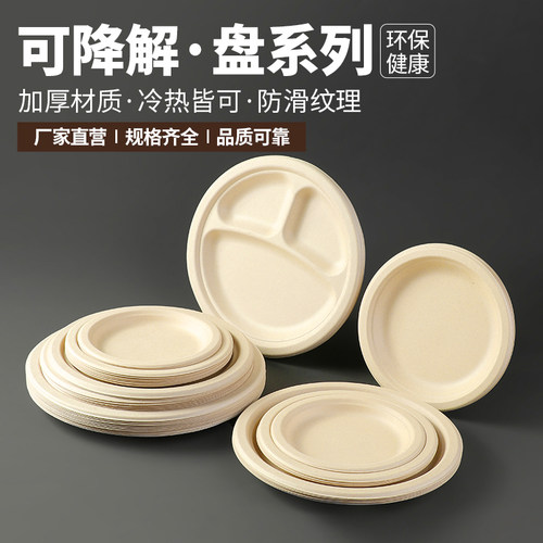 一次性餐盘网红圆形纸浆可降解